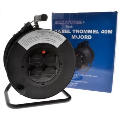 Kabeltrommel Sort Gummi 40M 3X1,5 Ip44