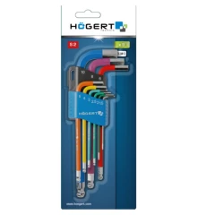 Hogert 9-Dels Unbrakonøkkelsett, Lang Type, Fargekodet